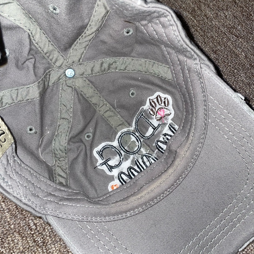 Gray Dog Mom baseball Cap hat with Paw Print - Picture 3 of 6